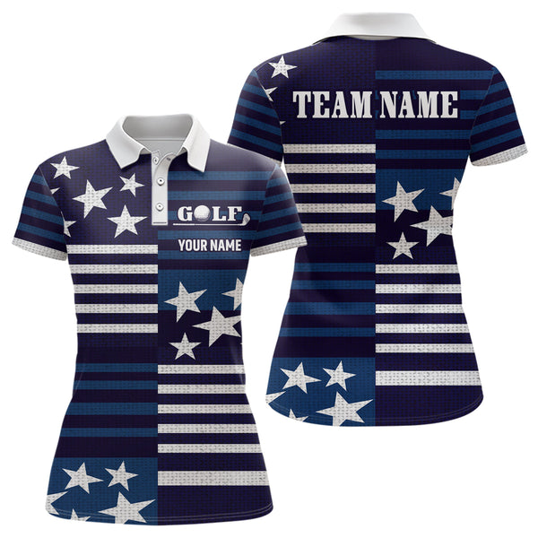 Maxcorners Customize Patriotic Golf Polo Shirt for Team Blue Golf Shirts for Women Men LM2007