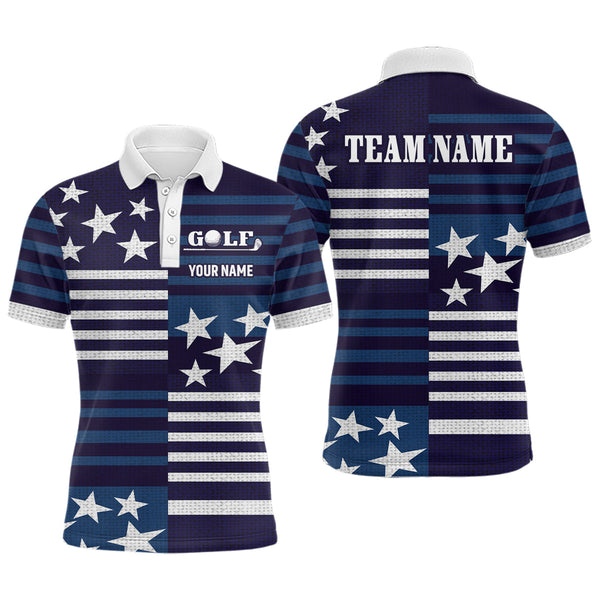 Maxcorners Customize Patriotic Golf Polo Shirt for Team Blue Golf Shirts for Women Men LM2007