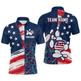 Maxcorners American Flag Bowling Shirts Patriotic Bowling Shirt for Men Women Polo&1/4 Zip Shirt LM133