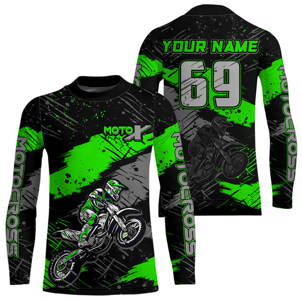 Maxcorners Motocross Racing Off-road Jersey Green Dirt Bike Riding Shirt For Men Kid Women MT2709