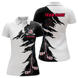 Maxcorners Crack Patriotic Golf Polo Shirt Custom American Flag Golf Polo For Women Golf Shirt