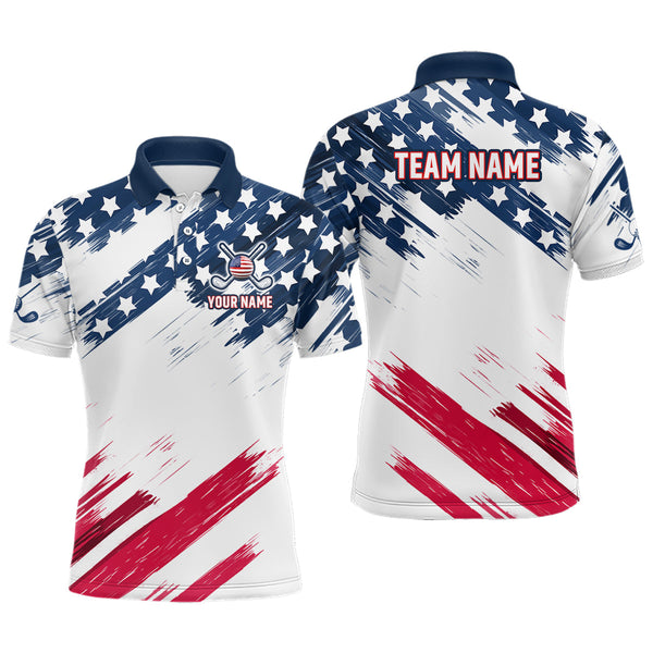 Maxcorners Custom Patriotic Golf Polo Shirt US Flag Golf Shirts for Men Women TeamMT0306