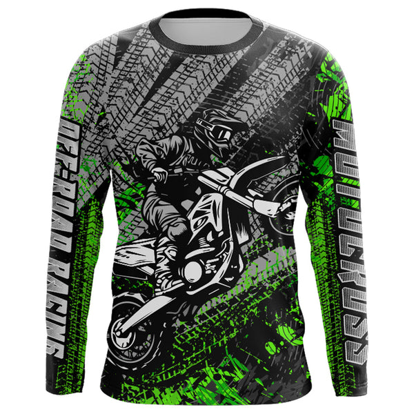 Maxcorners Kid Men Motocross Jersey Upf30+ Off-road Racing Jersey Dirt Bike Green Motorcycle Shirt MT2809