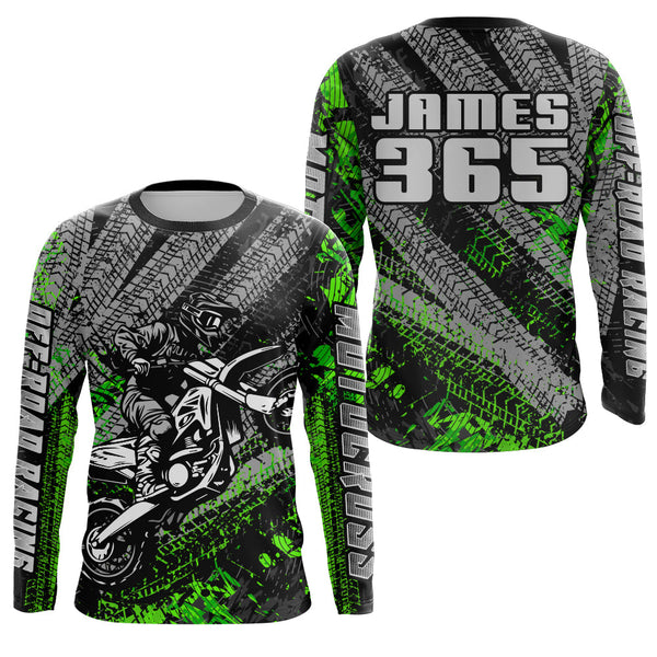 Maxcorners Kid Men Motocross Jersey Upf30+ Off-road Racing Jersey Dirt Bike Green Motorcycle Shirt MT2809