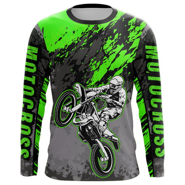 Maxcorners Motocross Racing Jersey Green Upf30+ Dirt Bike Shirt Men Women Kid MX Off-Road Jersey XM154 MT2809