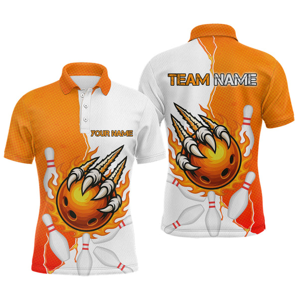 Maxcorners Custom Sharp Claws Bowling Shirt Orange Men Women Team Bowling Flaming Jerseys