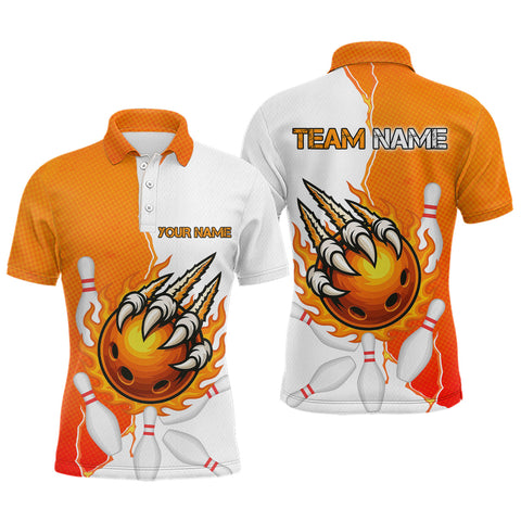 Maxcorners Custom Sharp Claws Bowling Shirt Orange Men Women Team Bowling Flaming Jerseys