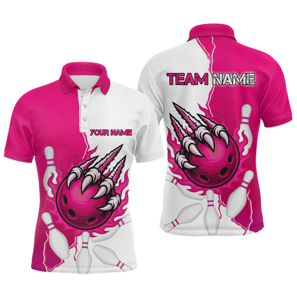 Maxcorners Custom Sharp Claws Bowling Shirt Pink Men Women Team Bowling Flaming Jerseys