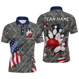 Maxcorners American Flag Bowling Shirt for Men and Women Patriotic Bowling Jere for Bowlers