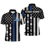 Maxcorners Custom Blue Bowling Shirts for Men Women Team Patriotic Bowling Polo & 1/4 Zip Shirt TU0506
