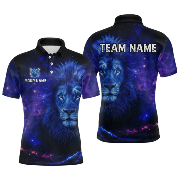Maxcorners Lion Bowling Shirts for Men Women Team Custom Bowling Polo and Quarter Zip MT3107
