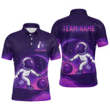 Maxcorners Astronaut Purple Bowling Shirts for Women Men Team Custom Galaxy Bowling Jerseys LM1109