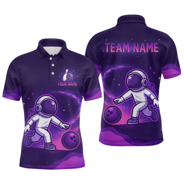 Maxcorners Astronaut Purple Bowling Shirts for Women Men Team Custom Galaxy Bowling Jerseys LM1109