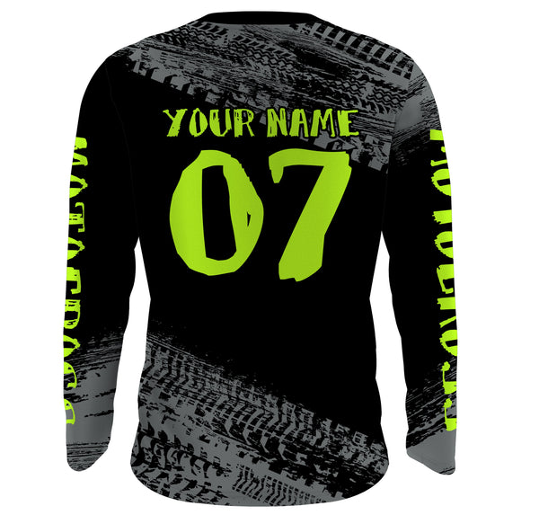Maxcorners Motocross Jersey Kid Men Dirt Bike Racing Shirt Upf30+ Off-road Motorcycle Jersey Lime Green MT2809