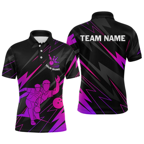Maxcorners Purple Bowling Shirts for Women Men Custom Team Bowling Jerseys Personalized TU1410