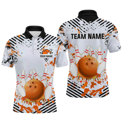 Maxcorners Orange Bowling Shirts Custom Watercolor Bowling Jersey for Men Women with Team Name