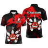 Maxcorners Red Bowling Shirt Custom Bowling Jersey Men Women Team Bowling Polo 1/4 Zip Shirt