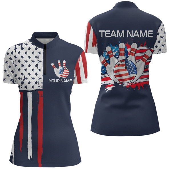 Maxcorners Custom American Bowling Shirt Bowling Jersey for Men Women Team Polo&1/4 Zip