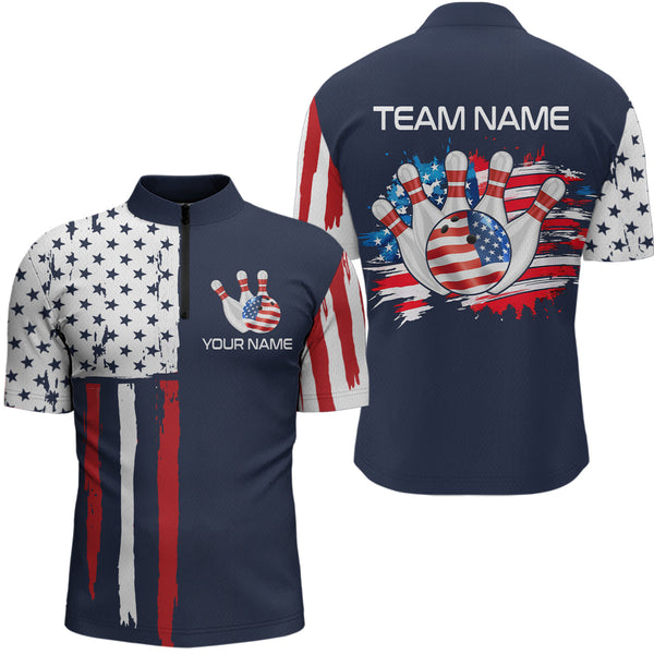 Maxcorners Custom American Bowling Shirt Bowling Jersey for Men Women Team Polo&1/4 Zip
