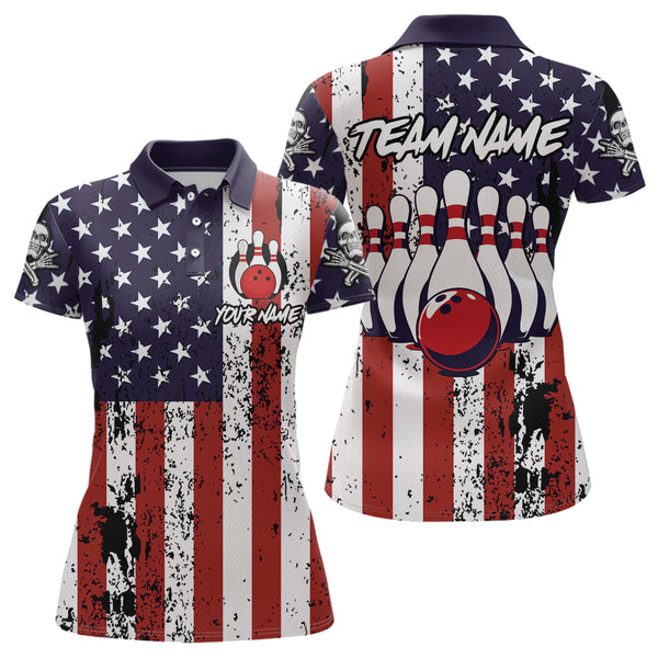 Maxcorners US Patriotic Bowling Shirts Custom American Bowling Jersey for Men Women Team