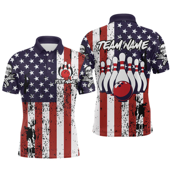 Maxcorners US Patriotic Bowling Shirts Custom American Bowling Jersey for Men Women Team