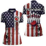 Maxcorners US Patriotic Bowling Shirts Custom American Bowling Jersey for Men Women Team
