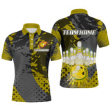 Maxcorners Fire Bowling Shirt Custom Yellow Bowling Jersey for Men Women with Team Name