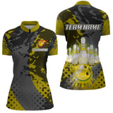 Maxcorners Fire Bowling Shirt Custom Yellow Bowling Jersey for Men Women with Team Name