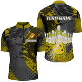 Maxcorners Fire Bowling Shirt Custom Yellow Bowling Jersey for Men Women with Team Name