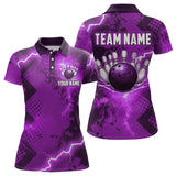 Maxcorners Thunder Lightning Bowling Shirt Purple Bowling Jersey Men Women Team Bowling Shirts