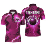 Maxcorners Thunder Lightning Bowling Shirt Pink Bowling Jersey Men Women Team Bowling Shirts