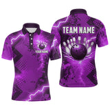 Maxcorners Thunder Lightning Bowling Shirt Purple Bowling Jersey Men Women Team Bowling Shirts