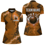 Maxcorners Thunder Lightning Bowling Shirt Orange Bowling Jersey Men Women Team Bowling Shirts