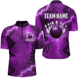 Maxcorners Thunder Lightning Bowling Shirt Purple Bowling Jersey Men Women Team Bowling Shirts