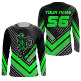 Maxcorners Motocross Racing Jersey Green Custom Dirt Bike Motorcycle Shirt For Kid Men Women MT2709