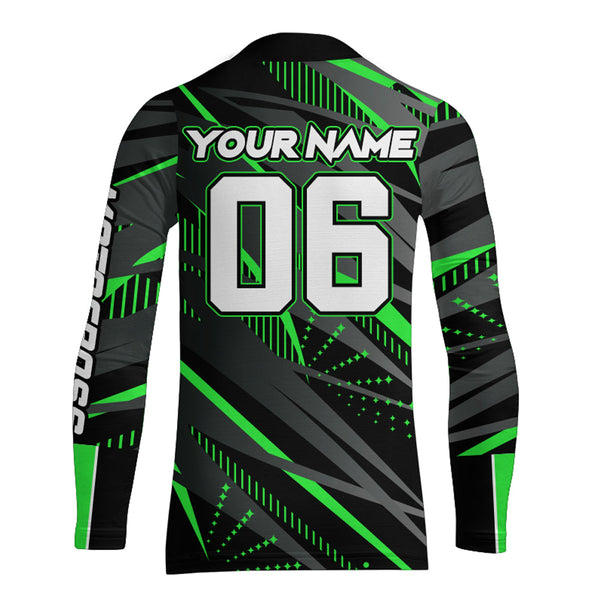 Maxcorners Green Motocross Racing Jersey Kid Women Men Upf30+ Youth Dirt Bike Off-Road Shirt MT2809