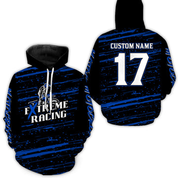 Maxcorners Blue Motocross Hoodie for Men Women Dirt Bike Hoodie Off-road Racing Jersey  LM2809