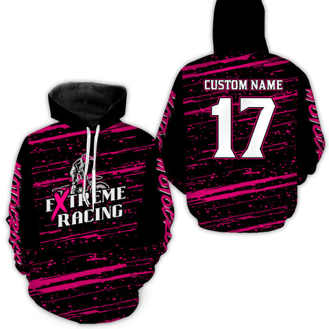 Maxcorners Pink Motocross Hoodie for Men Women Dirt Bike Hoodie Off-road Racing Jersey LM2809