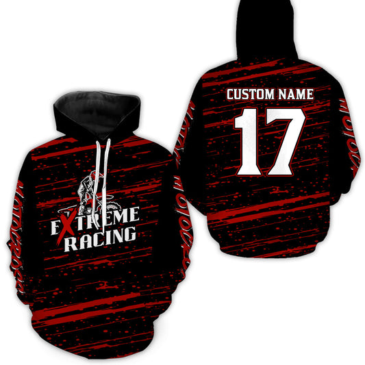 Maxcorners Red Motocross Hoodie for Men Women Dirt Bike Hoodie Off-road Racing Jersey LM2809