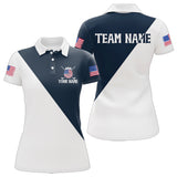 Maxcorners White and Blue Golf Polo Shirt Custom Patriotic Golf Shirts for Men Women TeamMT0306