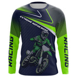 Maxcorners Green Motocross Racing Jersey Youth Men Women Dirt Bike Shirt Upf30+ Extreme Off-Road Racing Shirt MT2709
