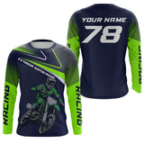 Maxcorners Green Motocross Racing Jersey Youth Men Women Dirt Bike Shirt Upf30+ Extreme Off-Road Racing Shirt MT2709