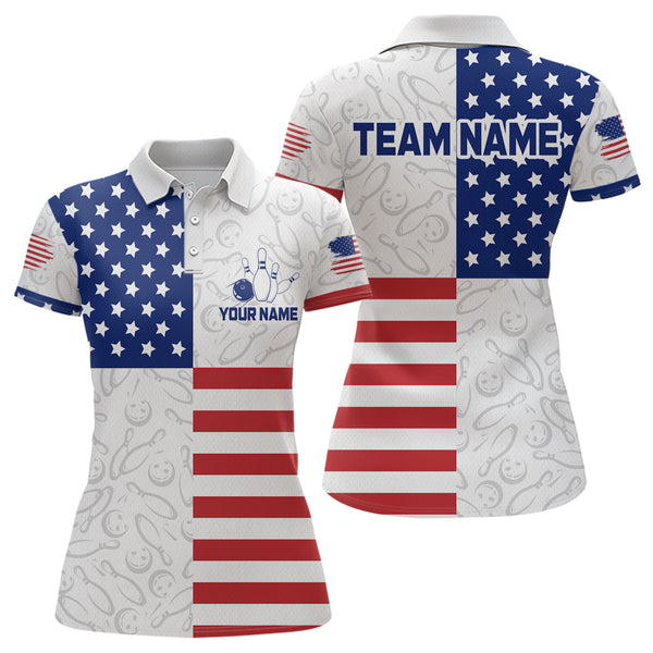 Maxcorners American Flag Bowling Shirt Patriotic Bowling Shirts for Men Women Bowling Jersey LM133