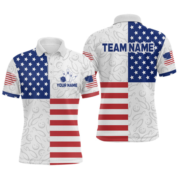 Maxcorners American Flag Bowling Shirt Patriotic Bowling Shirts for Men Women Bowling Jersey LM133