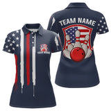 Maxcorners American Flag Bowling Shirt Patriotic Bowling Jersey for Men Women Bowling Polo&1/4 Zip