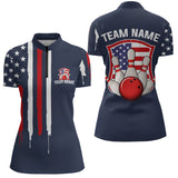 Maxcorners American Flag Bowling Shirt Patriotic Bowling Jersey for Men Women Bowling Polo&1/4 Zip