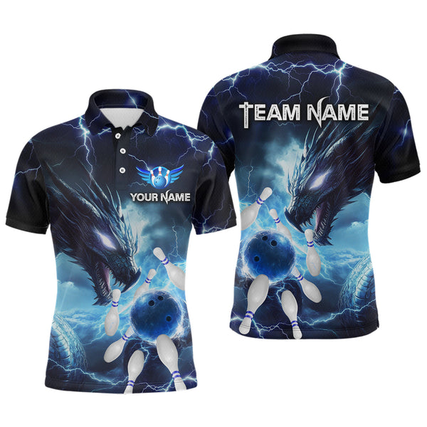 Maxcorners Custom Dragon Bowling Shirt Blue Thunder Bowling Jersey for Men Women Team LM184