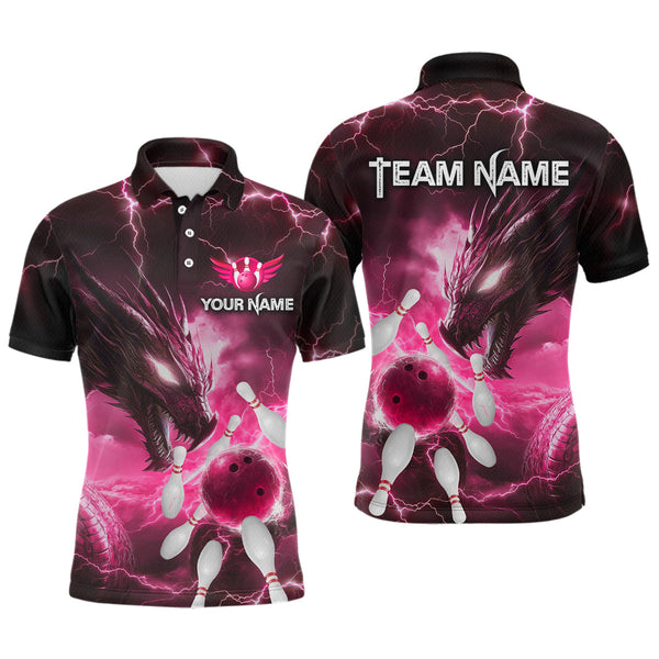 Maxcorners Custom Dragon Bowling Shirt Pink Thunder Bowling Jersey for Men Women Team LM184