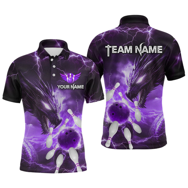 Maxcorners Custom Dragon Bowling Shirt Purple Thunder Bowling Jersey for Men Women Team  LM184