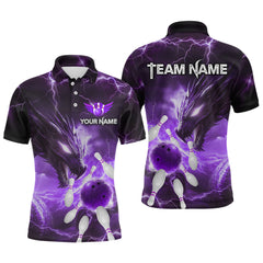 Maxcorners Custom Dragon Bowling Shirt Purple Thunder Bowling Jersey for Men Women Team  LM184